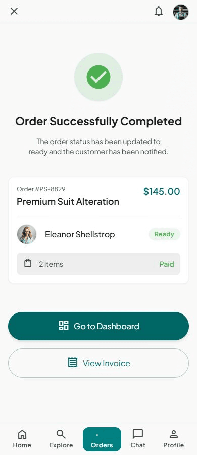 Order tracking screen